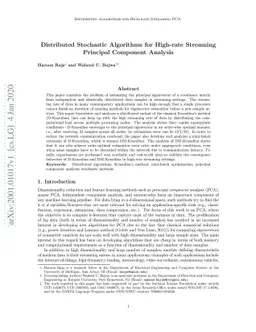 Distributed Stochastic Algorithms for High-rate Streaming Principal
  Component Analysis