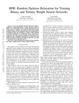 RPR: Random Partition Relaxation for Training; Binary and Ternary Weight
  Neural Networks