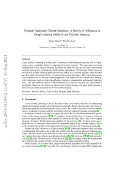 Towards Automatic Threat Detection: A Survey of Advances of Deep
  Learning within X-ray Security Imaging