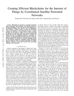 Creating Efficient Blockchains for the Internet of Things by Coordinated
  Satellite-Terrestrial Networks