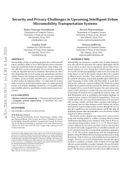 Security and Privacy Challenges in Upcoming Intelligent Urban
  Micromobility Transportation Systems