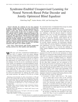 Syndrome-Enabled Unsupervised Learning for Neural Network-Based Polar
  Decoder and Jointly Optimized Blind Equalizer