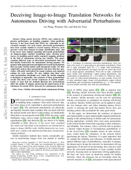 Deceiving Image-to-Image Translation Networks for Autonomous Driving
  with Adversarial Perturbations