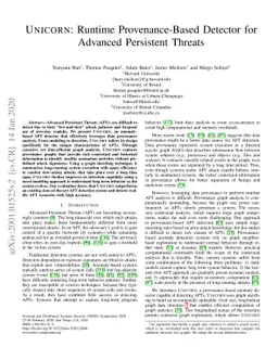 UNICORN: Runtime Provenance-Based Detector for Advanced Persistent
  Threats