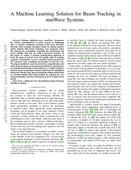 A Machine Learning Solution for Beam Tracking in mmWave Systems