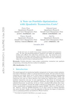 A Note on Portfolio Optimization with Quadratic Transaction Costs