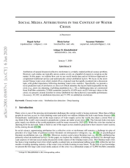 Social Media Attributions in the Context of Water Crisis