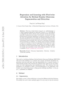 Regression and Learning with Pixel-wise Attention for Retinal Fundus
  Glaucoma Segmentation and Detection