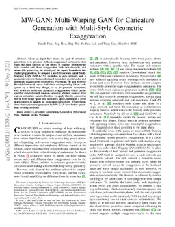 MW-GAN: Multi-Warping GAN for Caricature Generation with Multi-Style
  Geometric Exaggeration