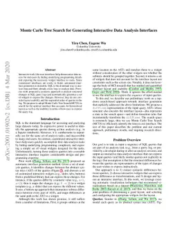 Monte Carlo Tree Search for Generating Interactive Data Analysis
  Interfaces