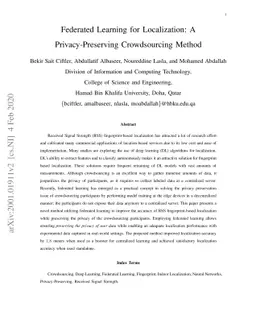 Federated Learning for Localization: A Privacy-Preserving Crowdsourcing
  Method