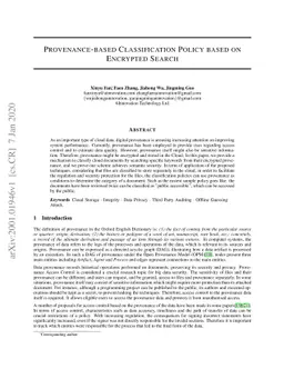 Provenance-based Classification Policy based on Encrypted Search