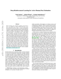 Deep Reinforcement Learning for Active Human Pose Estimation