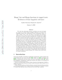 Heaps' law and Heaps functions in tagged texts: Evidences of their
  linguistic relevance