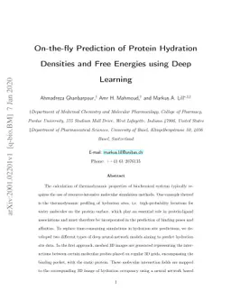 On-the-fly Prediction of Protein Hydration Densities and Free Energies
  using Deep Learning