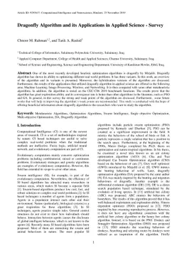 Dragonfly Algorithm and its Applications in Applied Science -- Survey