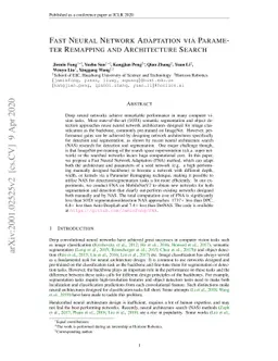 Fast Neural Network Adaptation via Parameter Remapping and Architecture
  Search