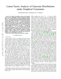 Latent Factor Analysis of Gaussian Distributions under Graphical
  Constraints