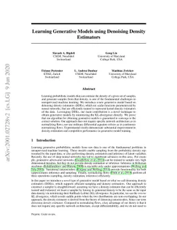 Learning Generative Models using Denoising Density Estimators