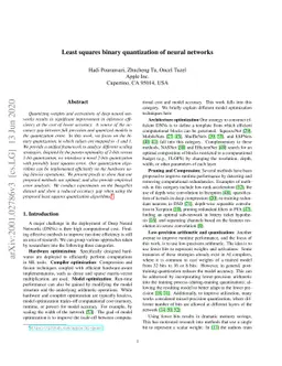 Least squares binary quantization of neural networks