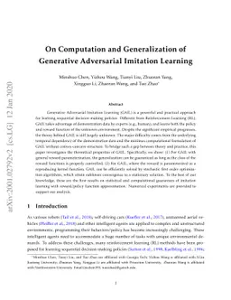 On Computation and Generalization of Generative Adversarial Imitation
  Learning