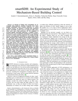 smartSDH: An Experimental Study of Mechanism Based Building Control