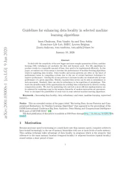 Guidelines for enhancing data locality in selected machine learning
  algorithms