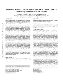 Predicting Student Performance in Interactive Online Question Pools
  Using Mouse Interaction Features