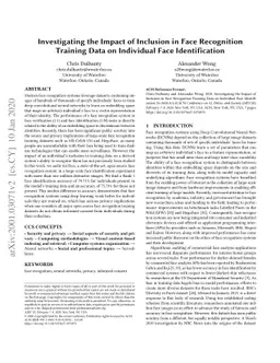 Investigating the Impact of Inclusion in Face Recognition Training Data
  on Individual Face Identification