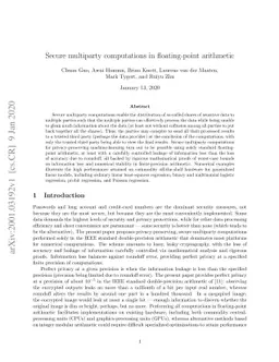 Secure multiparty computations in floating-point arithmetic