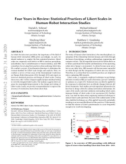 Four Years in Review: Statistical Practices of Likert Scales in
  Human-Robot Interaction Studies