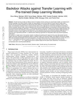 Backdoor Attacks against Transfer Learning with Pre-trained Deep
  Learning Models