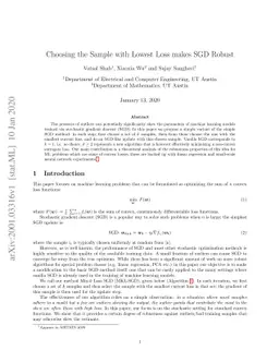 Choosing the Sample with Lowest Loss makes SGD Robust