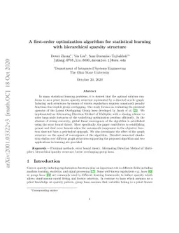 A first-order optimization algorithm for statistical learning with
  hierarchical sparsity structure