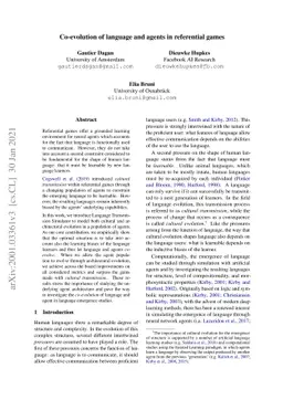 Co-evolution of language and agents in referential games