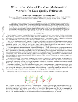 What is the Value of Data? On Mathematical Methods for Data Quality
  Estimation