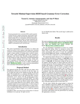 Towards Minimal Supervision BERT-based Grammar Error Correction