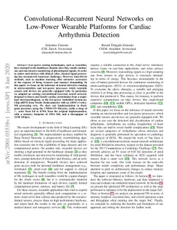 Convolutional-Recurrent Neural Networks on Low-Power Wearable Platforms
  for Cardiac Arrhythmia Detection