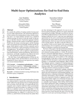Multi-layer Optimizations for End-to-End Data Analytics