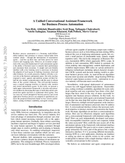 A Unified Conversational Assistant Framework for Business Process
  Automation