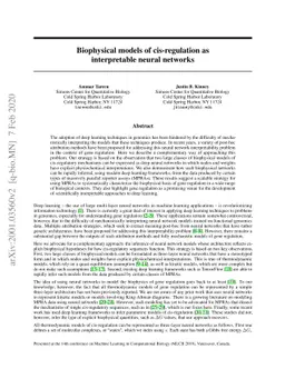 Biophysical models of cis-regulation as interpretable neural networks