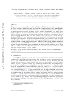 Solving inverse-PDE problems with physics-aware neural networks