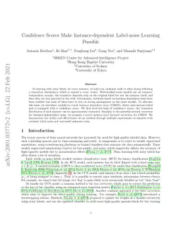 Confidence Scores Make Instance-dependent Label-noise Learning Possible