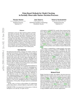Point-Based Methods for Model Checking in Partially Observable Markov
  Decision Processes