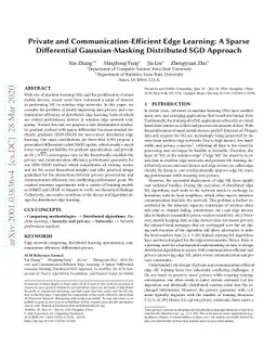 Private and Communication-Efficient Edge Learning: A Sparse Differential
  Gaussian-Masking Distributed SGD Approach