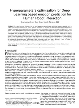 Hyperparameters optimization for Deep Learning based emotion prediction
  for Human Robot Interaction