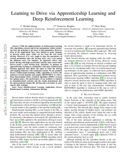Learning to drive via Apprenticeship Learning and Deep Reinforcement
  Learning