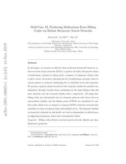 Medi-Care AI: Predicting Medications From Billing Codes via Robust
  Recurrent Neural Networks