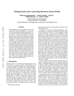 Bringing Stories Alive: Generating Interactive Fiction Worlds