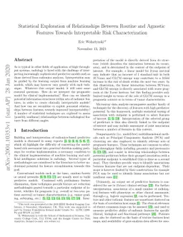 Statistical Exploration of Relationships Between Routine and Agnostic
  Features Towards Interpretable Risk Characterization